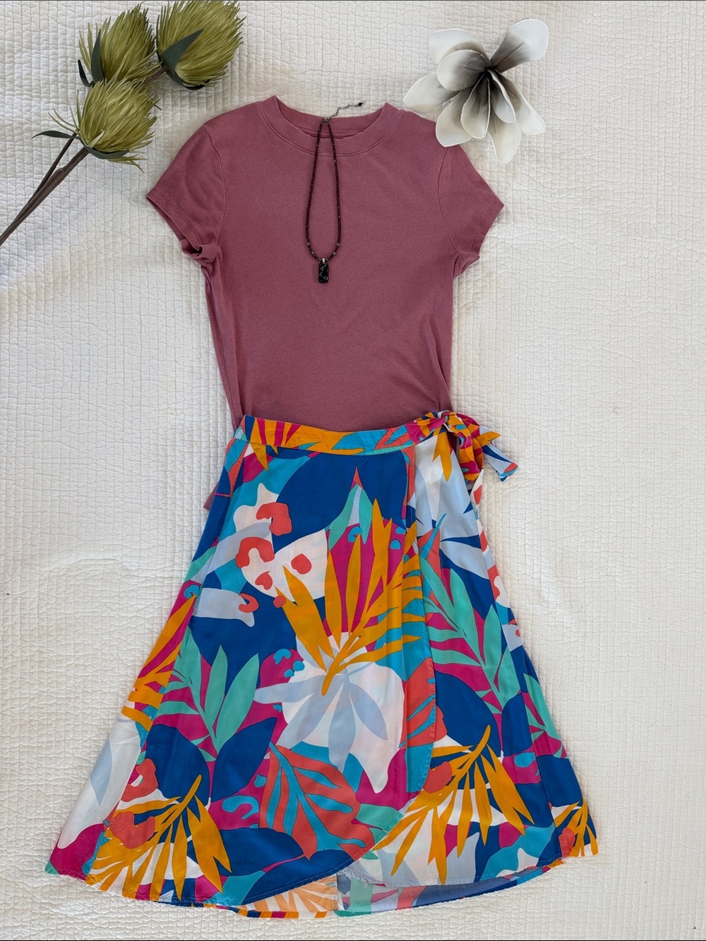J. Crew Multicolor Tropical Wrap Skirt Blue, Yellow, Pink, Green Size XS Petite